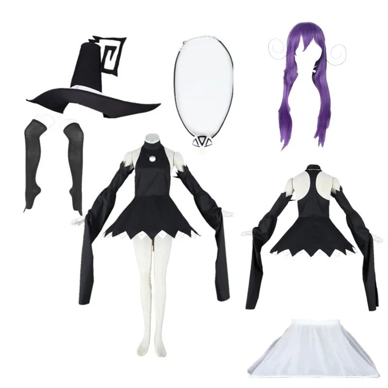 Anime Cosplay soul eater Blair cosplay black dress with wig cosplay costume Halloween