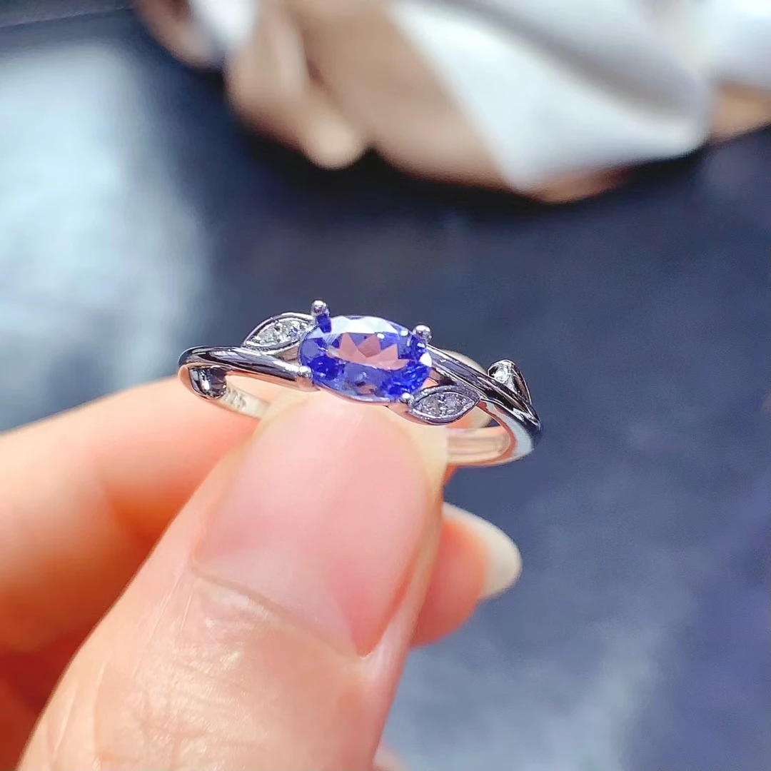 

Кольцо с натуральным танзанитом, серебро 925 пробы, ювелирные изделия с драгоценными камнями, 4*6 мм, 0,5 карата, кольцо с танзанитом для женщин, 18-каратное позолоченное ювелирное изделие из стерлингового серебра