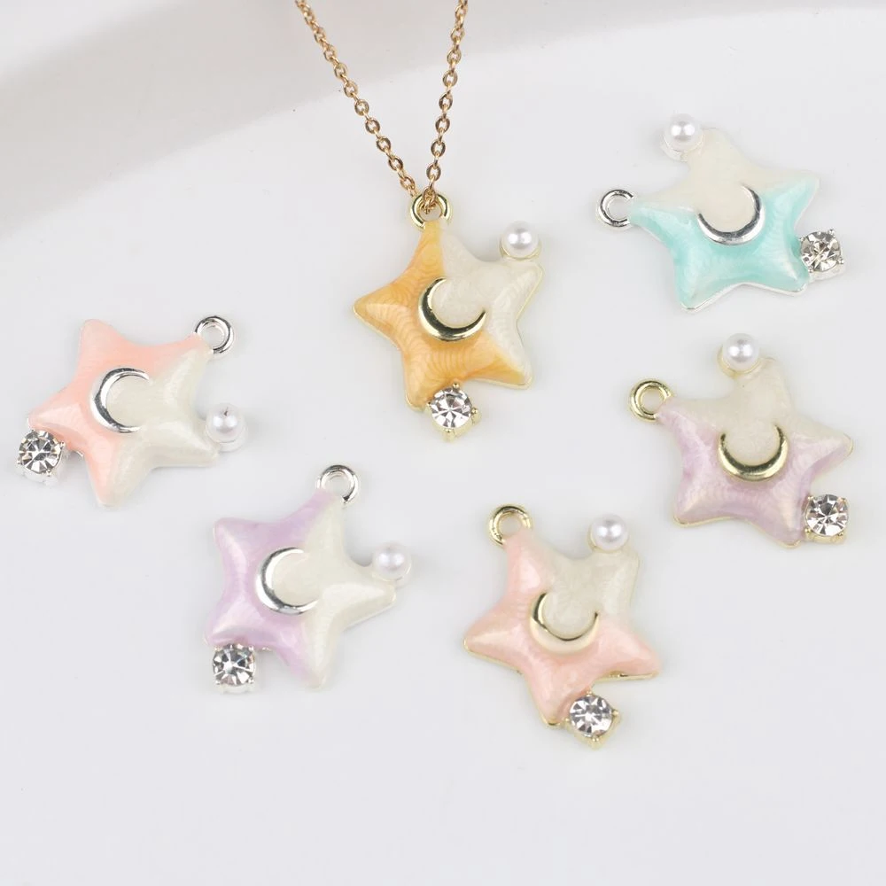 

10pcs Fashion Cute Stars Moon Shape Pendant Jewelry Making Accessories Handmade DIY Bracelet Earrings Necklace Ornament Craft