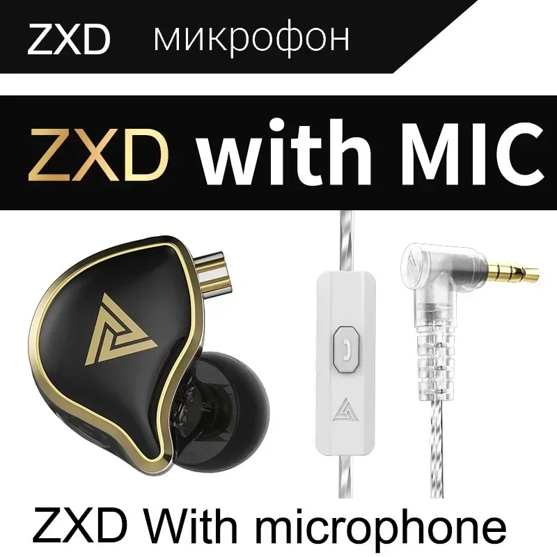 QKZ ZXD HiFi Earphone Super Bass Earbuds Music Monitor Wired Headphones With Microphone Noise Cancelling Headset Games Sports