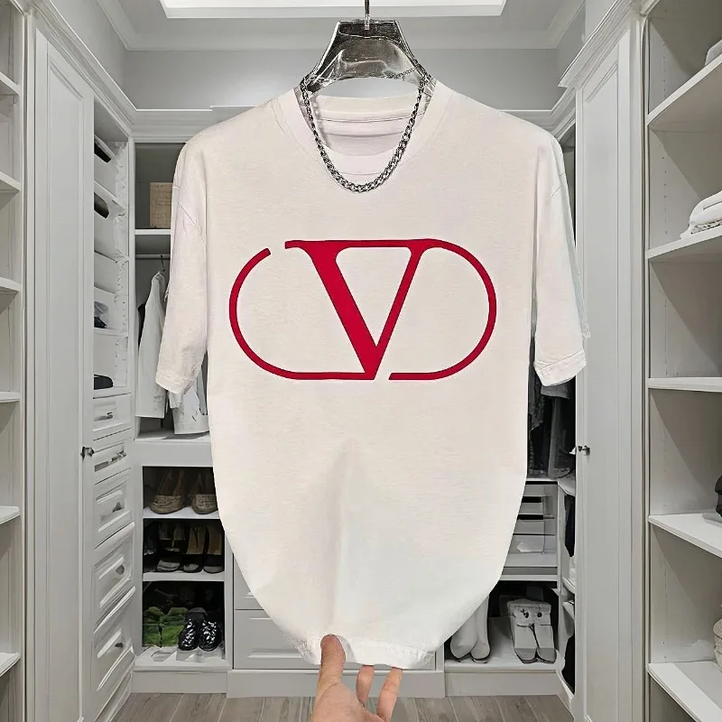 

2025 Y2K Luxury Inspiration T-Shirt - Cotton Print, Oversized Short Sleeve, Neutral Casual Top, Large Crew Neck, Fashion T-Shirt
