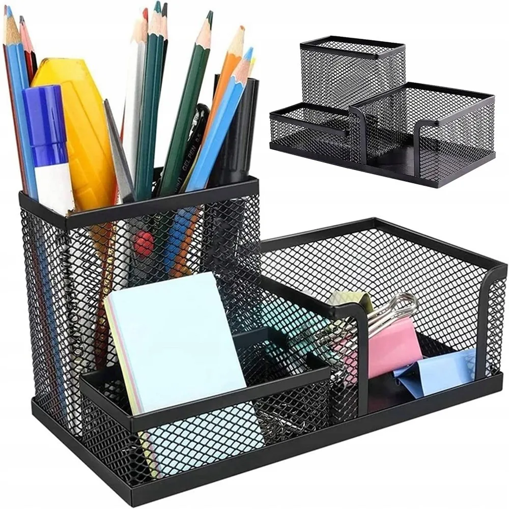 Multifunktionaler kombinierter Stifthalter - kreativer dreiteiliger Stifthalter aus Metall für Schülerbedarf, Schreibtisch- und Büro-Aufbewahrungsbox, Schreibtisch-Organizer, Stifthalter,