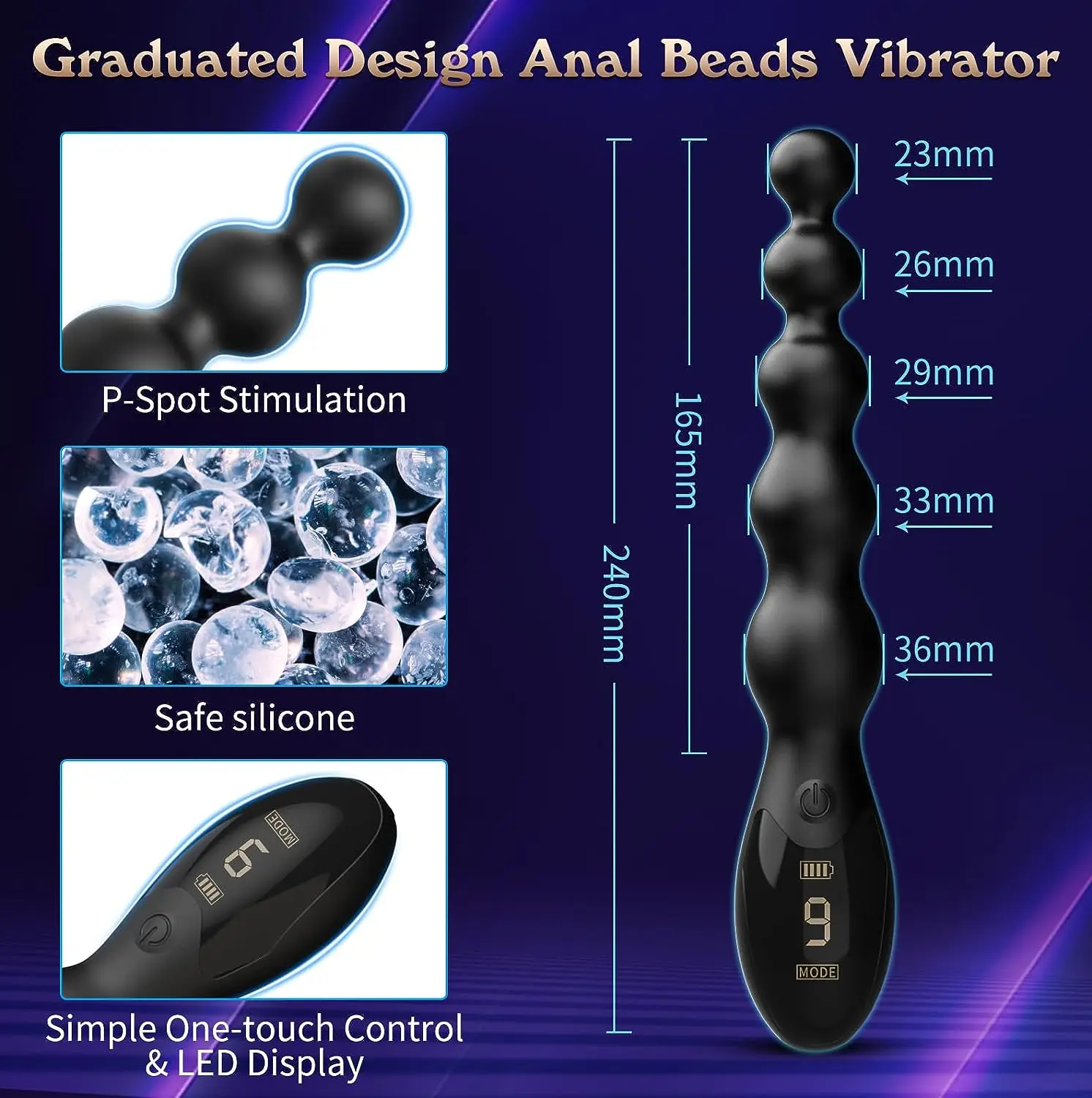 Male Vibrating Butt Plug Anal Beads Vibrator Sex Toys for Women Couple Ass Dildo Prostate Masturbation Massager Men and Female