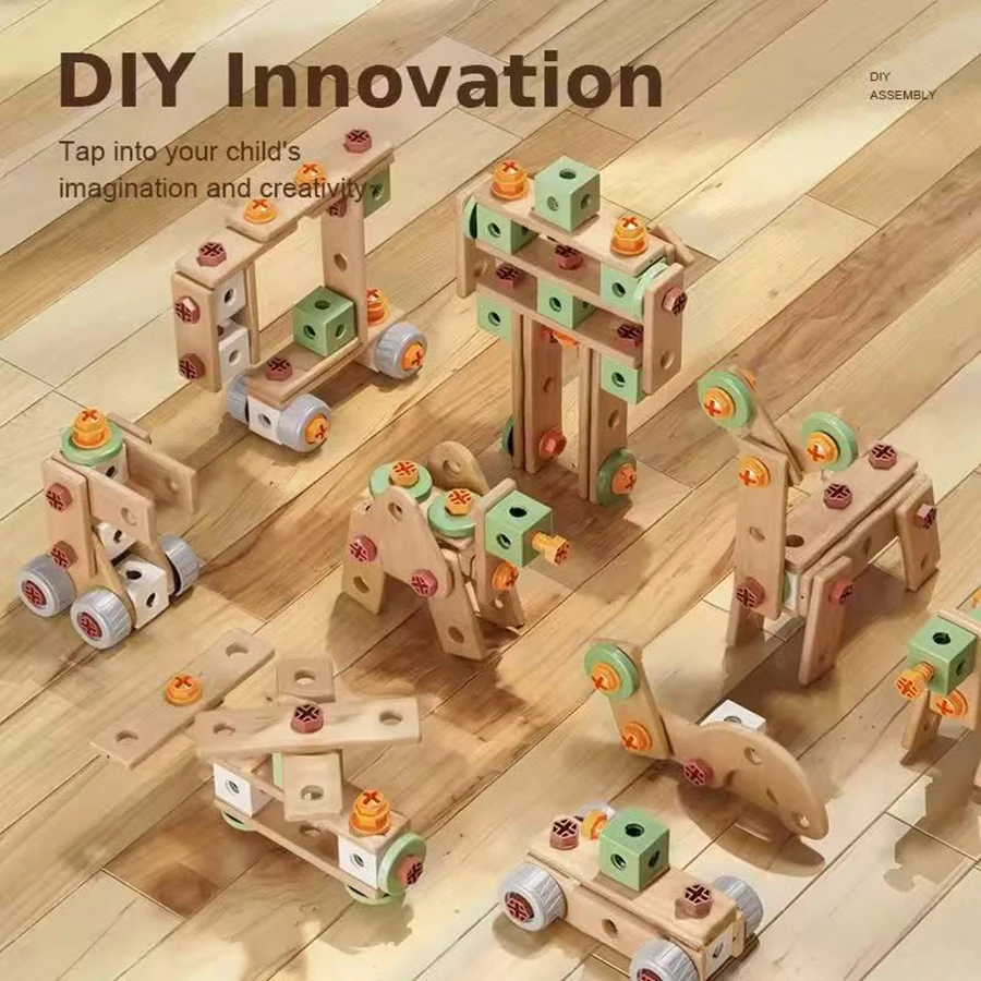 DIY- مجموعة أدوات الأطفال مجموعة ألعاب تجميع الجوز أدوات بناء الجذعية ألعاب مونتيسوري هدايا لصبي فتاة ، صندوق أدوات الحفر الكهربائية اختياري