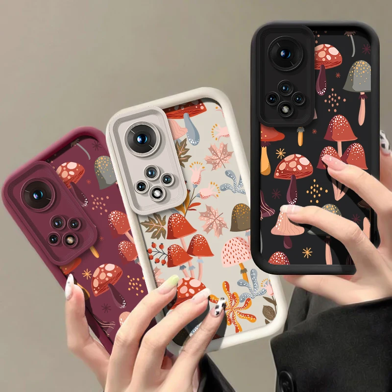 マットTPUスマホケース Huawei Honor X8B X8A X7A X7 X6A Magic 7 Lite 6 5 Pro X60 X30 X9C X9 X8C用 マッシュルーム柄 ソフトカバー