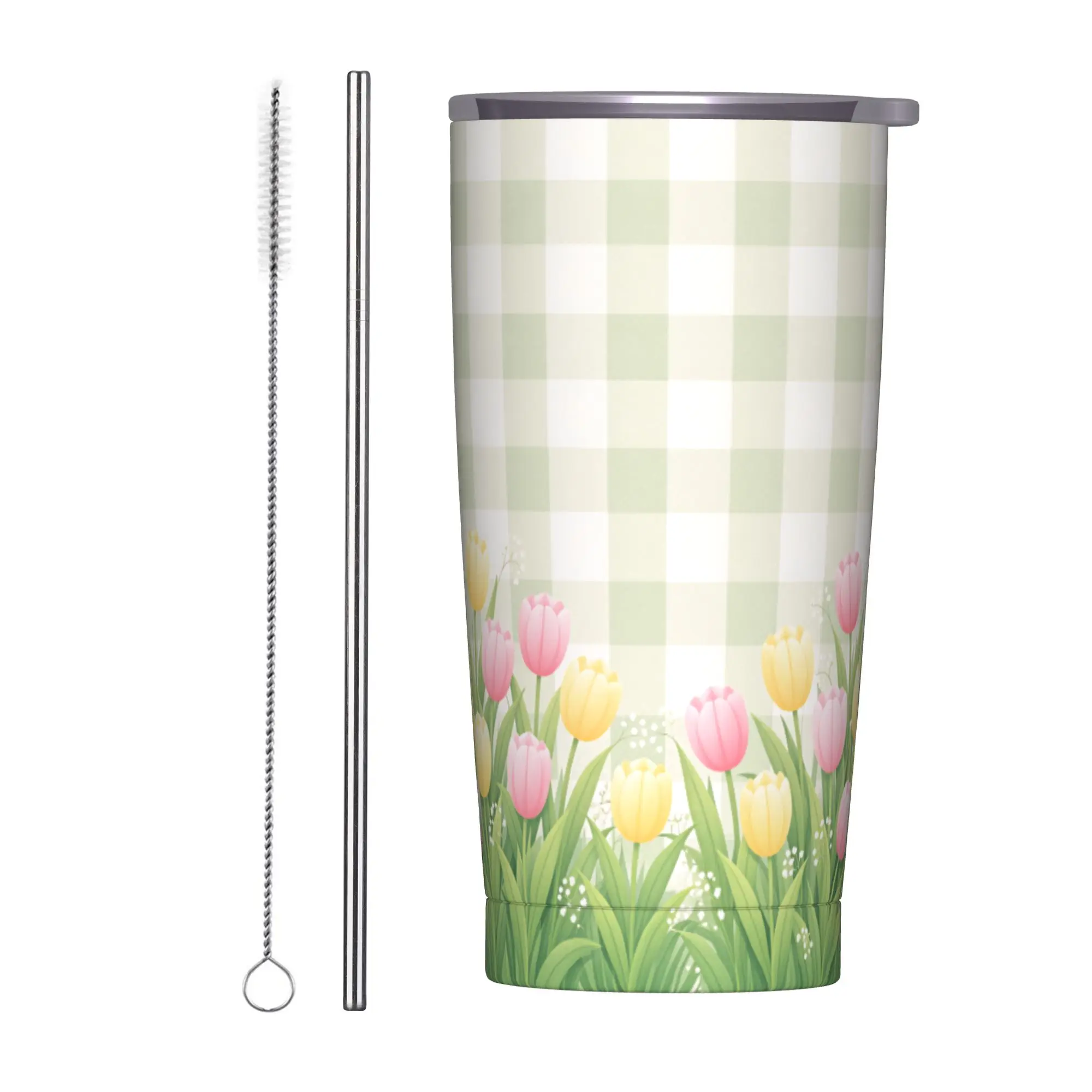 Tulip Spring Tumbler  Cold and Hot Keep Heat Stainless Steel Coffee Mug Graphic Car Mugs,