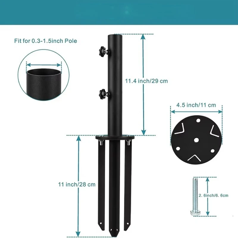 Mech parasol base bracket, fixed with floor nails, multi-functional metal umbrella base