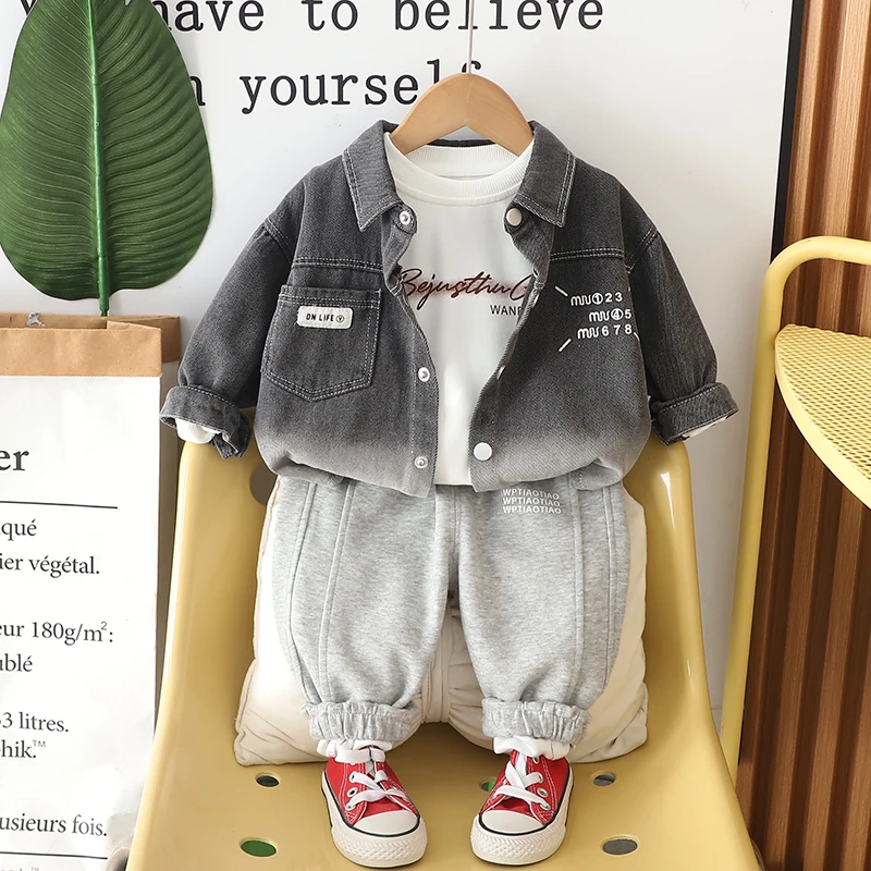 

New Spring Autumn Baby Girls Clothes Suit Children Jacket T-Shirt Pants 3Pcs/Sets Fashion Kids Boys Clothing Infant Tracksuits