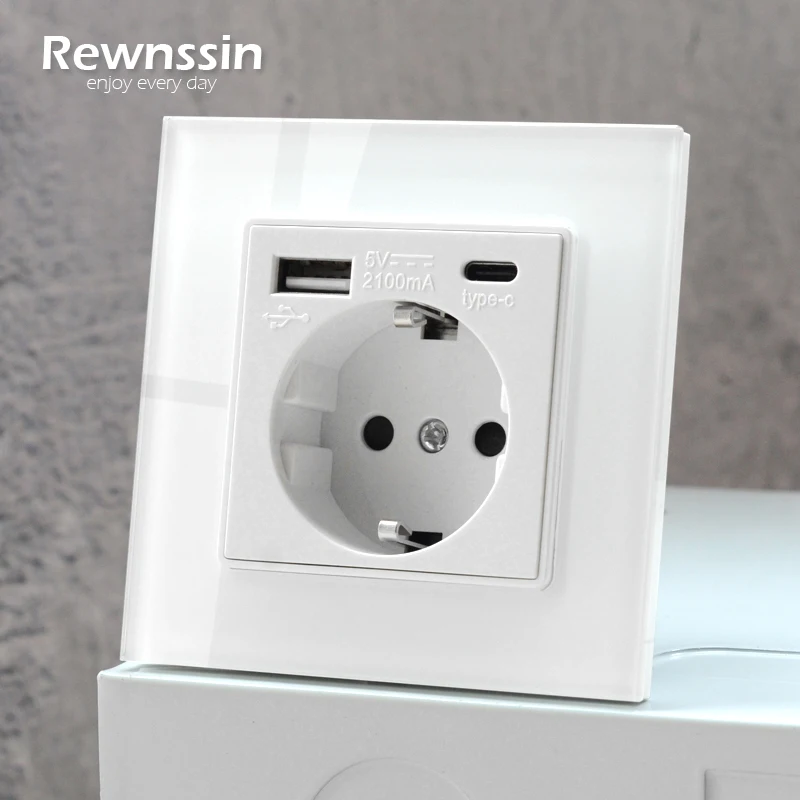 

Настенная розетка стандарта ЕС, несколько розеток, быстрая зарядка через USB, адаптер питания типа C, одиночные розетки с быстрой розеткой, для России, Испании, электрическая розетка