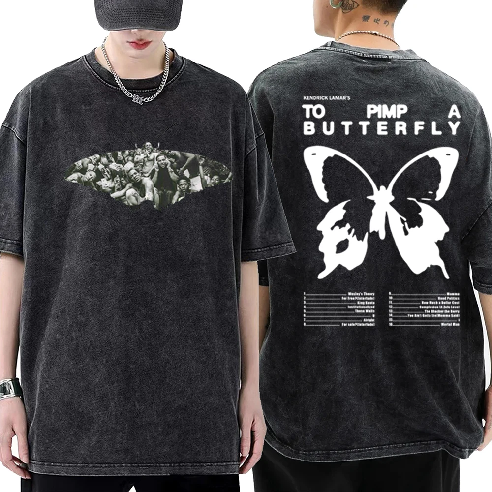 

Kendrick Lamar To Pimp A Butterfly Washed T-Shirts Oversized T-Shirts Crew Neck Fashionable Cotton Y2K Women Tshirts