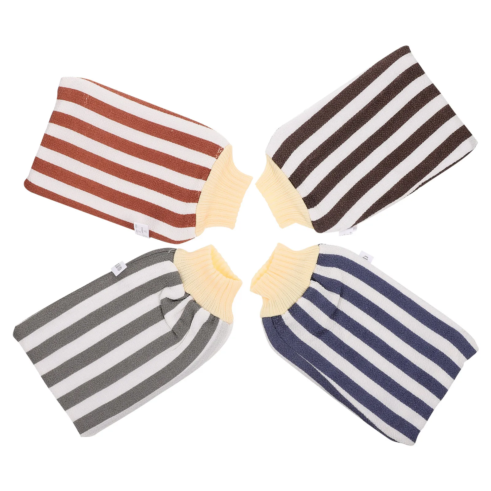 

4pcs Bath Towel Scrubber Shower Gloves Viscose Fiber Cotton Dead Skin Remover Exfoliating Gloves Lightweight Travel Practical
