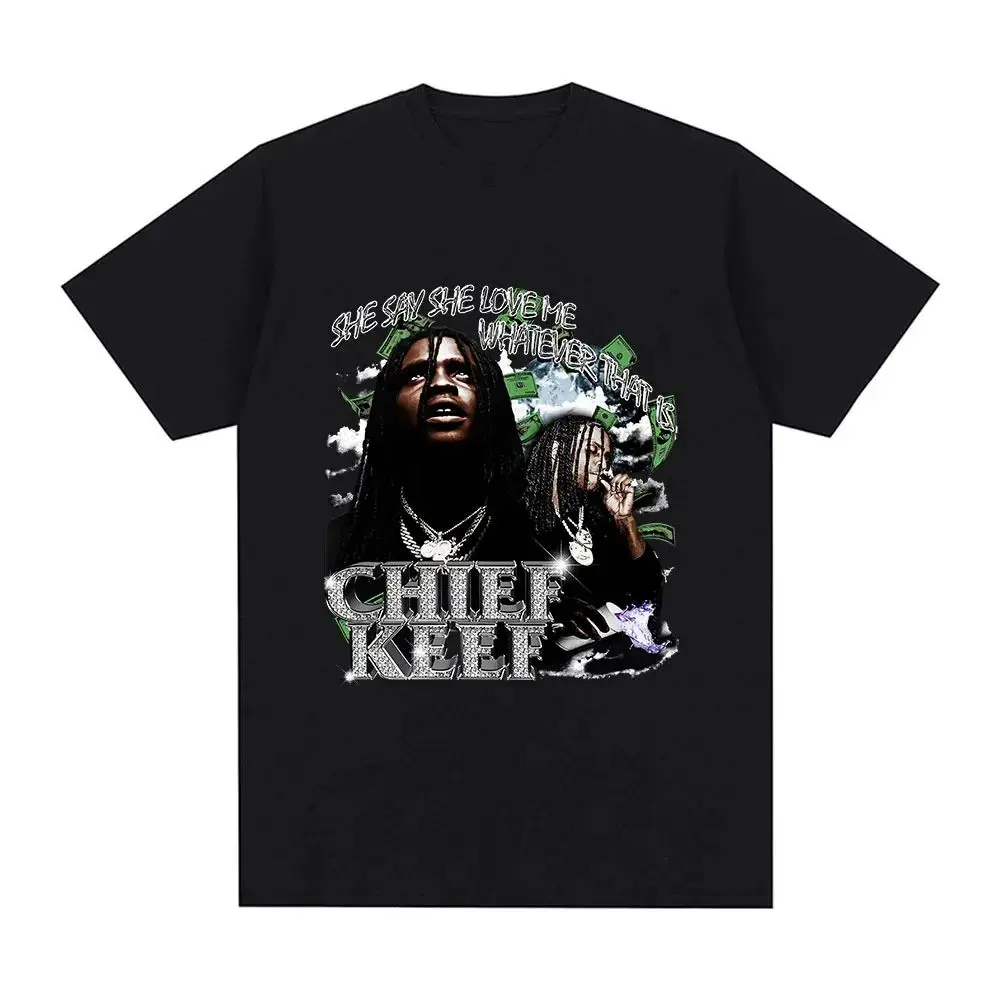 I Love Chief Keef T-Shirt Mode Lässig Kurzarm Vintage Gothic Oversized Print T-Shirts Hip Hop Lose Streetwear Unisex – Detail 25
