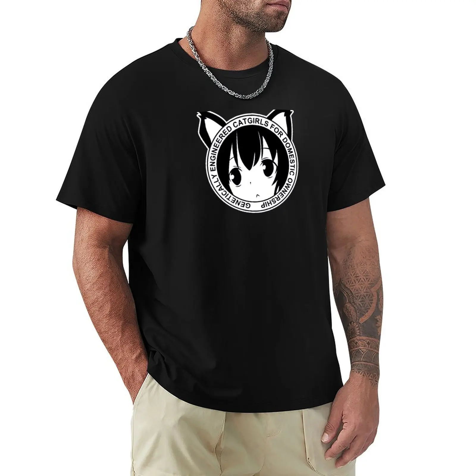 Genetically Engineered Catgirls for Domestic Ownership! (Black) T-Shirt graphics hippie clothes vintage mens champion t shirts