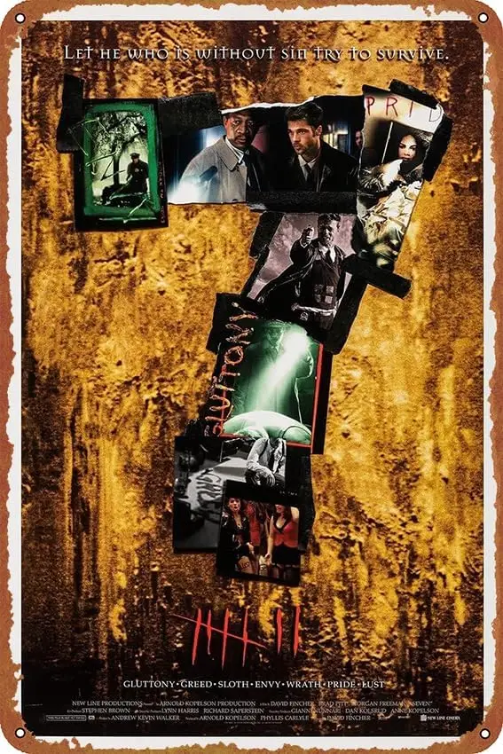 Se7en Seven Movie Poster Vintage Metal Tin Sign for Bars,Home,Cafes,Pubs Decor Gifts 8x12 Inch sign