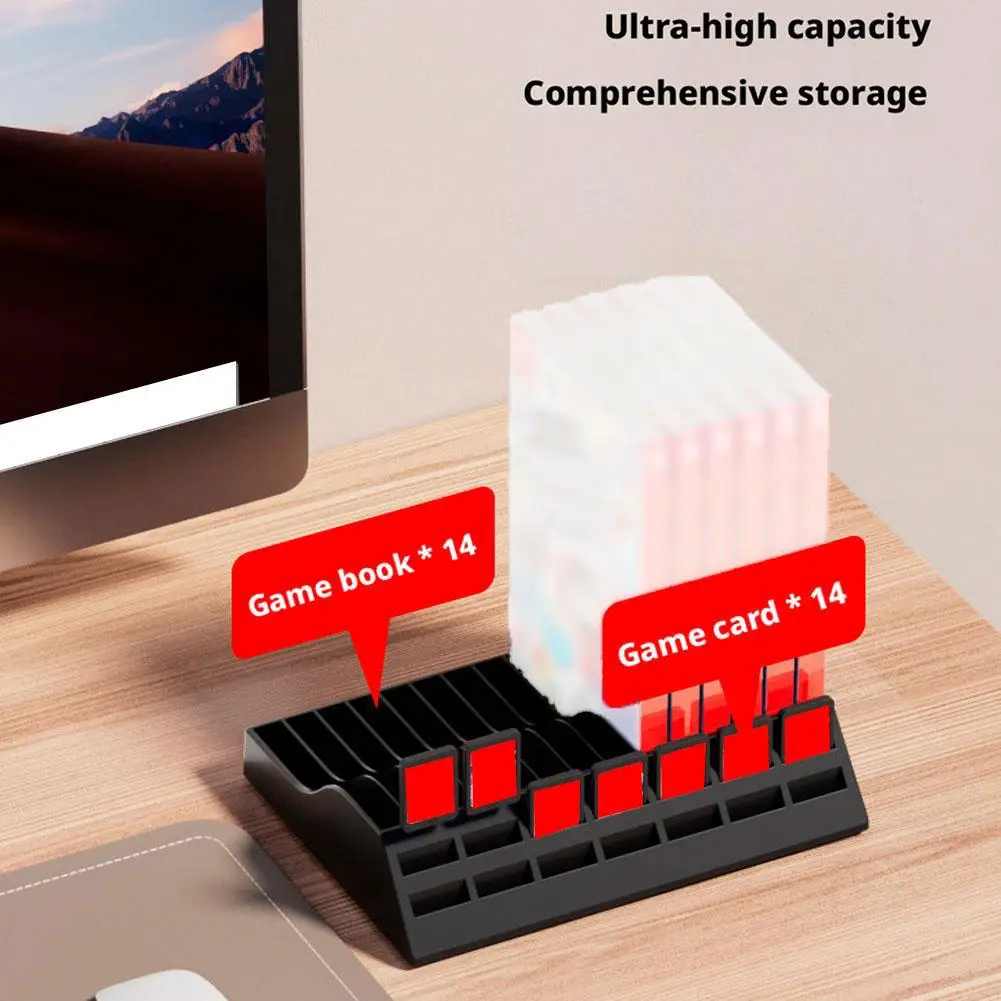 Game Holder Game Storage Tower Organizer Stand With 14 Game Disk Rack For Switch/Switch 2 Accessories Steam Deck Case Cover L5P6