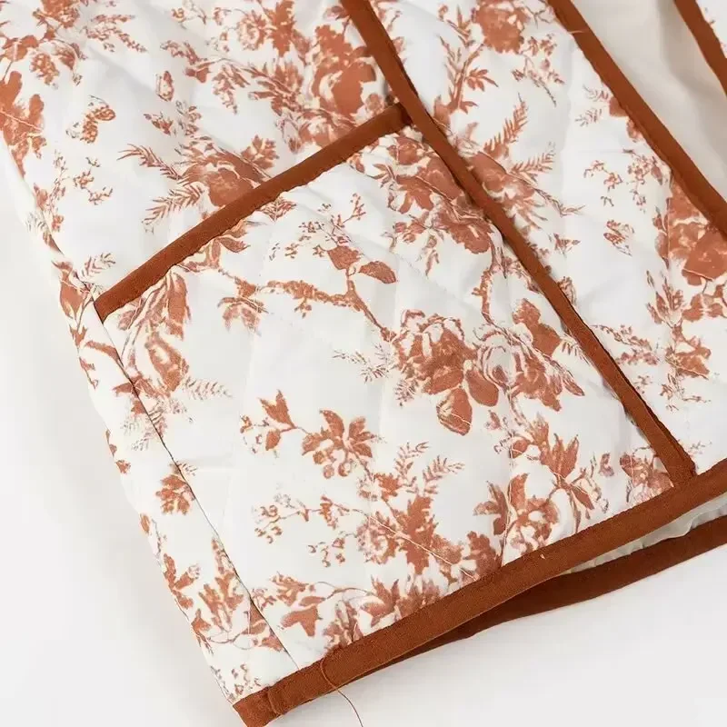 سترة مبطنة بخيط للنساء ، جاكيت قطن فضفاض ، ملابس كاجوال برقبة على شكل حرف V ، أزياء مطبوعة متعددة الألوان ، جديد ، الخريف والشتاء ، ، ، ، ،