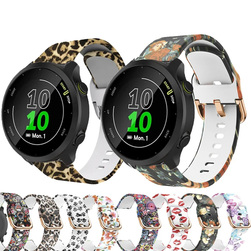 Druck Silikon band für Garmin Vorläufer 245m 55 vivo active 4 3 3t venu 2 plus sq Ansatz s42 Armband Correa