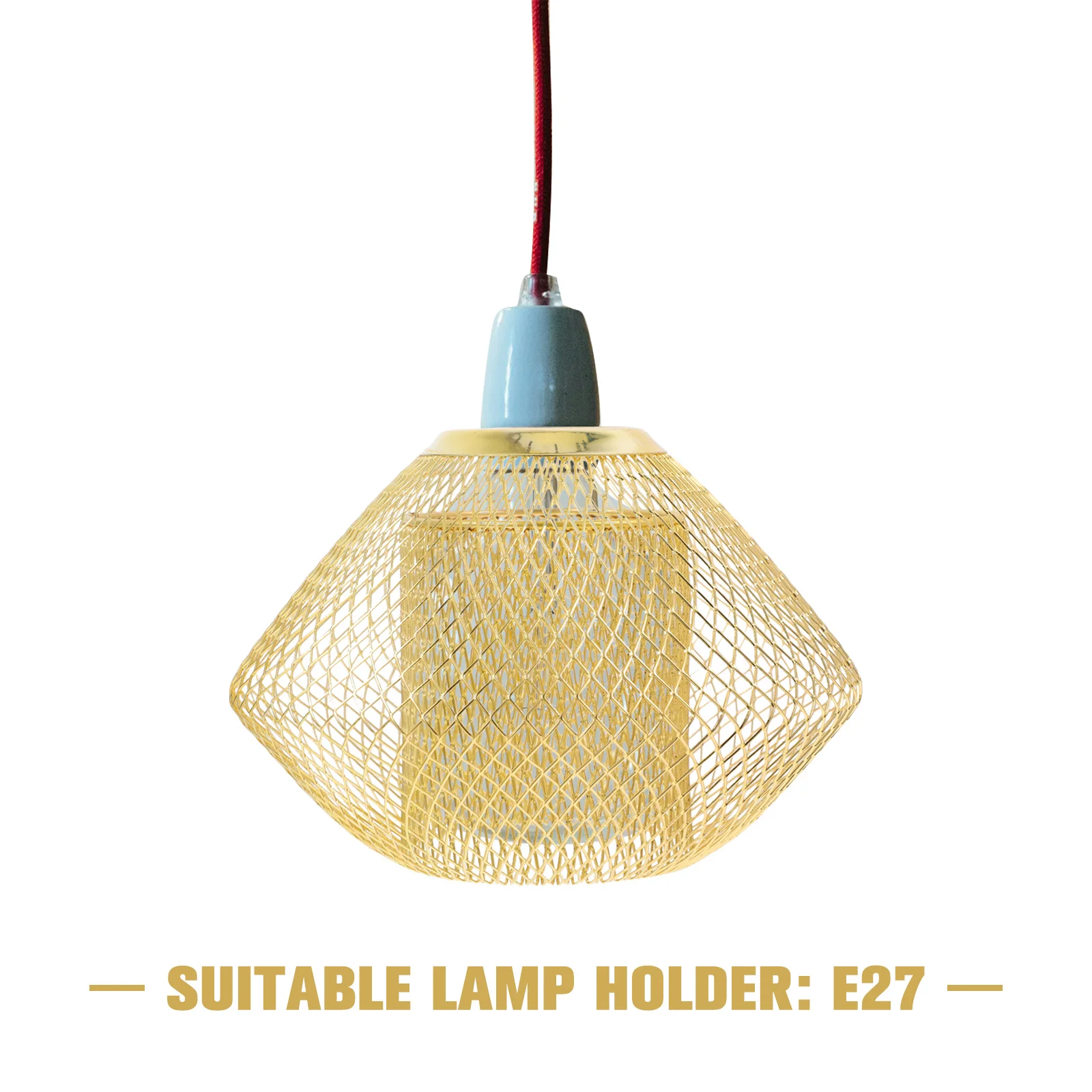 طبقة مزدوجة الجوف خارج غطاء مصباح شبكة سلك حديدية قلادة غطاء خفيف لمطعم فندق خمر عاكس الضوء قفص معدني #5