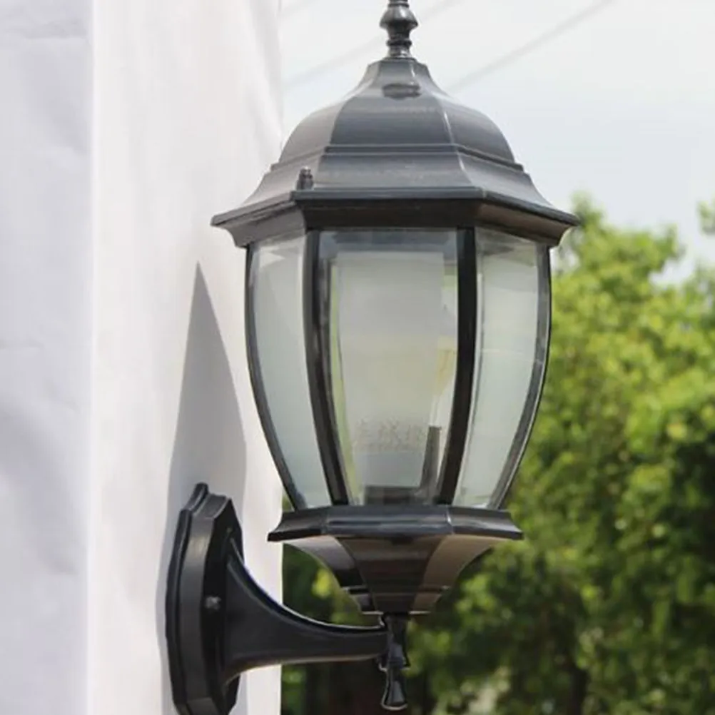 1PC Waterproof Vintage Hexagonal Wall Lamp Outdoor Yard Garden Decorative Light Tan Solar Corridor Lighting for Home Decor