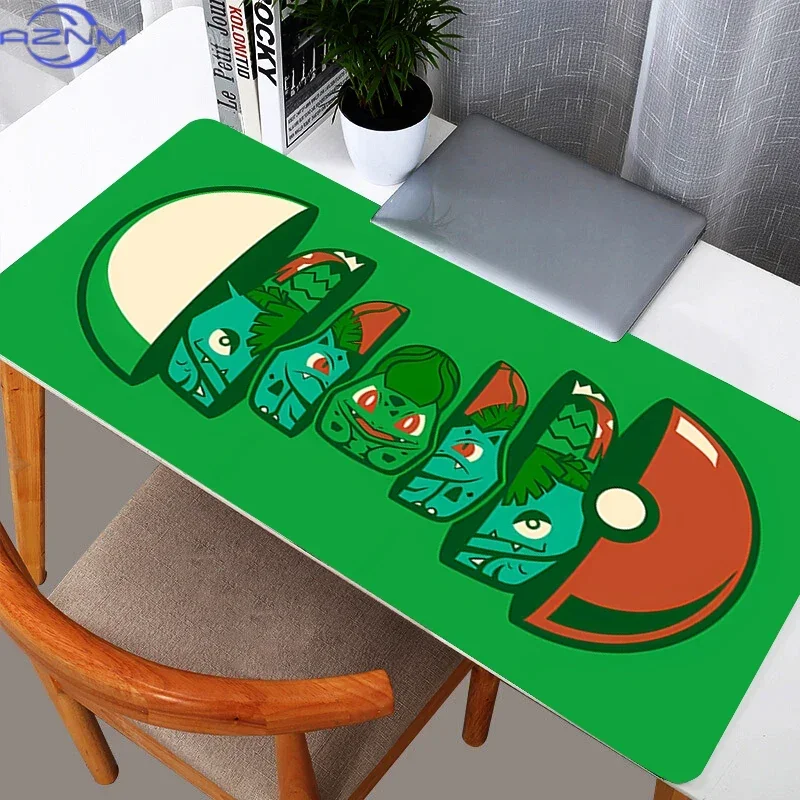 Green Background Evolution Cartoon Creature Inside Ball Creative Graphic Mouse Pad Rubber Non Slip Desk Mat for Gaming Decor
