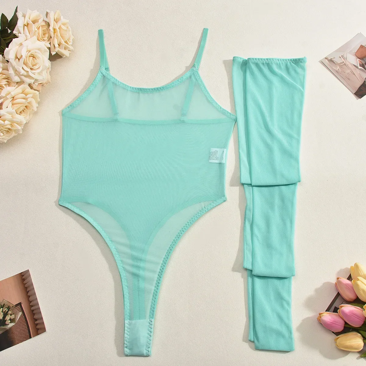 Women Sexy Exotic Sets See Through Mesh Bodysuit Set Transparent Underwear Ladies Lingerie Set Exotic Apparel high quality