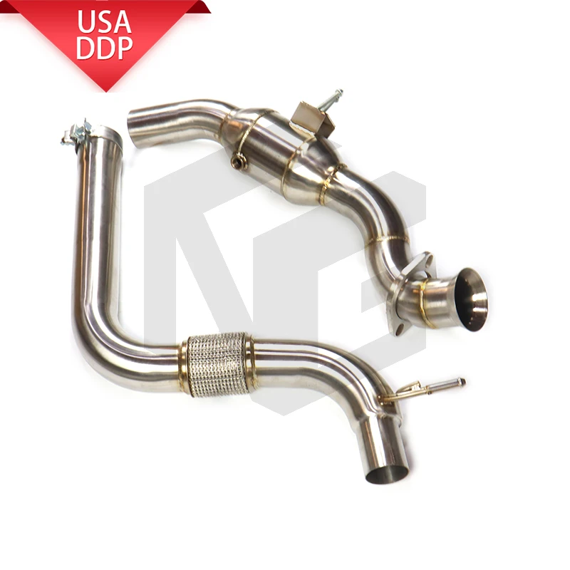 

NG exhaust system high flow performance downpipe for Ford Mustang 2.3T without heat shield racing pipe