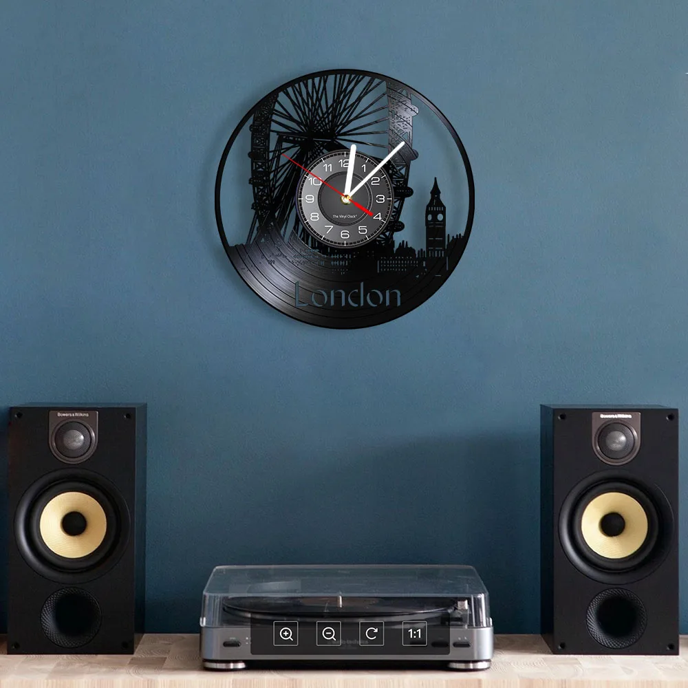 London Ferris Wheel Wall Decor Wall Watch London Eye Vinyl Record Wall Clock England Big Ben Decorative Modern Clock London Gift view 4