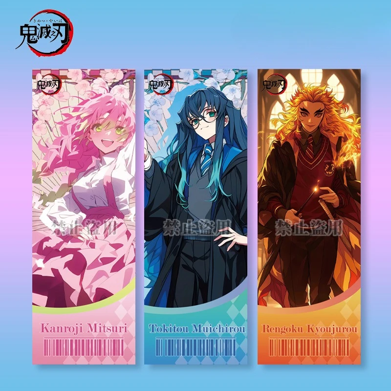 20X7CM Tanjirou Nezuko Zenitsu Inosuke Giyuu Shinobu Kyoujurou Popular Anime Peripheral Bookmarks Laser Tickets Student Gifts