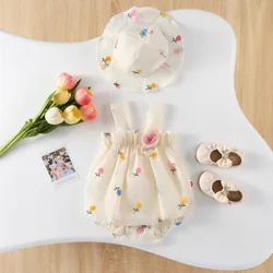 2025 Summer Girls Clothes Floral Infant Bodysuit Embroidery One Piece Sleeveless Baby Jumpsuits