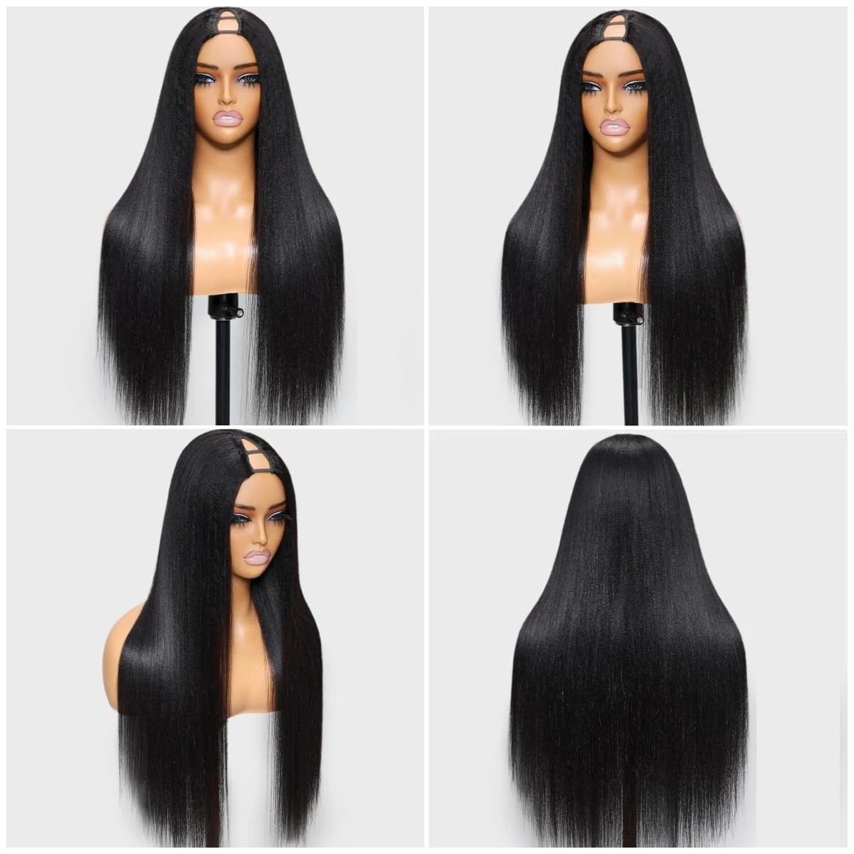 الخامس جزء شعر مستعار العظام شعر طبيعي مفرود الباروكات للنساء غلويليس البرازيلي اللون الطبيعي 200 الكثافة آلة صنع الخامس شكل الباروكات 40 بوصة #4