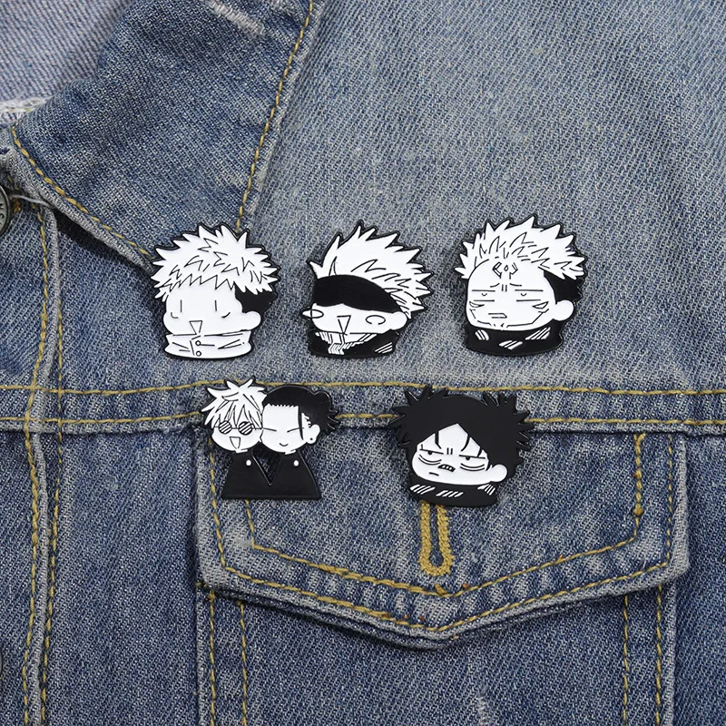 Ensemble d'épingles en émail Jujutsu Kaisen, badges de revers, bijoux de cosplay, cadeau pour les fans de manga, accessoire pour sac à dos et vêtements en jean