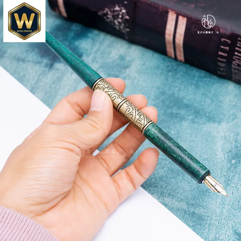 New Year Holiday Gift Creative Retro Wooden Fountain Pen for Students - Calligraphy Practice, Outlining, Fun Dip Pen for Drawing