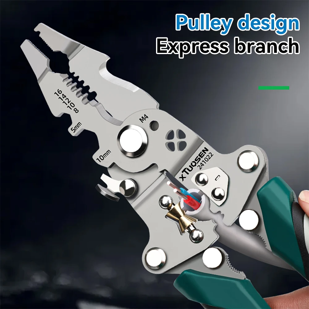 1pc Functional Wire Stripping Pliers Folding Cutter Wrench Line Separation Tool Set 205mm Lightweight Hand Tool 18 In1 Foldable