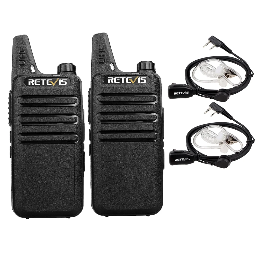 RT22 Long range Licence free walkie talkie 16CH 2W UHF462-467MHZ FRS VOX TOT Scan Squelch Two Way Radio+Earpiece(2Pack)