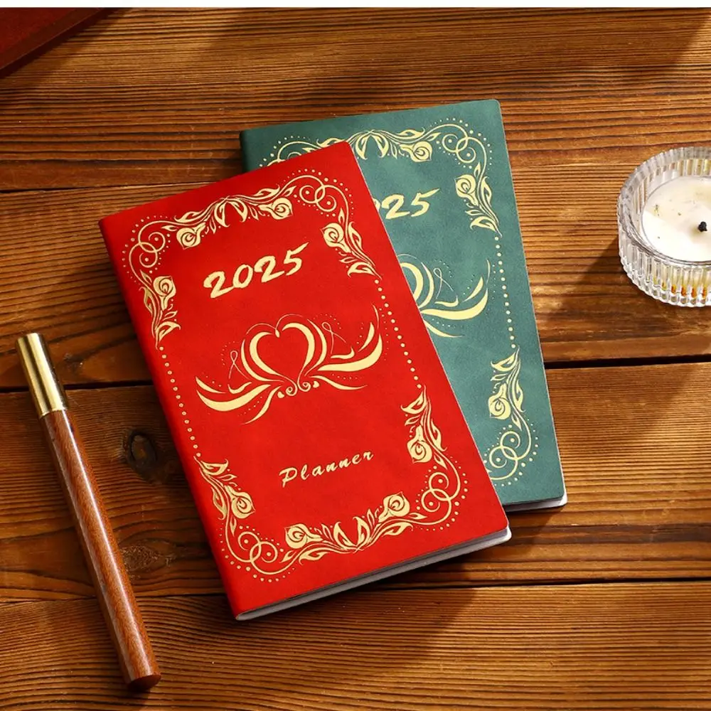 Buku Agenda Manajemen Waktu 2025 Bahasa Inggris, Rencana Harian, Kulit, Ukuran A6, Buku Saku, Daftar Tugas, Mencatat