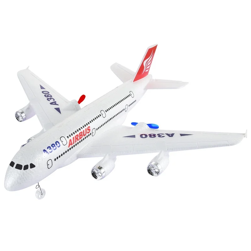 Rc Plane Fixed Wing Foam Aircraft Hw30 Remote Control Aircraft A380 Airbus Two Channel Backward Push Dual Power Model Glider Toy