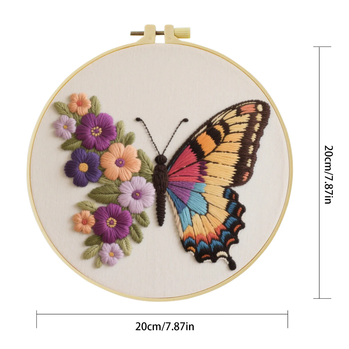 1 Stück 20X20CM/15X15CM 7,87/6,3 Zoll Schmetterling Taschen-Stickerei Starter-Kit DIY-Kit DIY-Stickerei-Set Handarbeiten Nähkunst – Detail 5