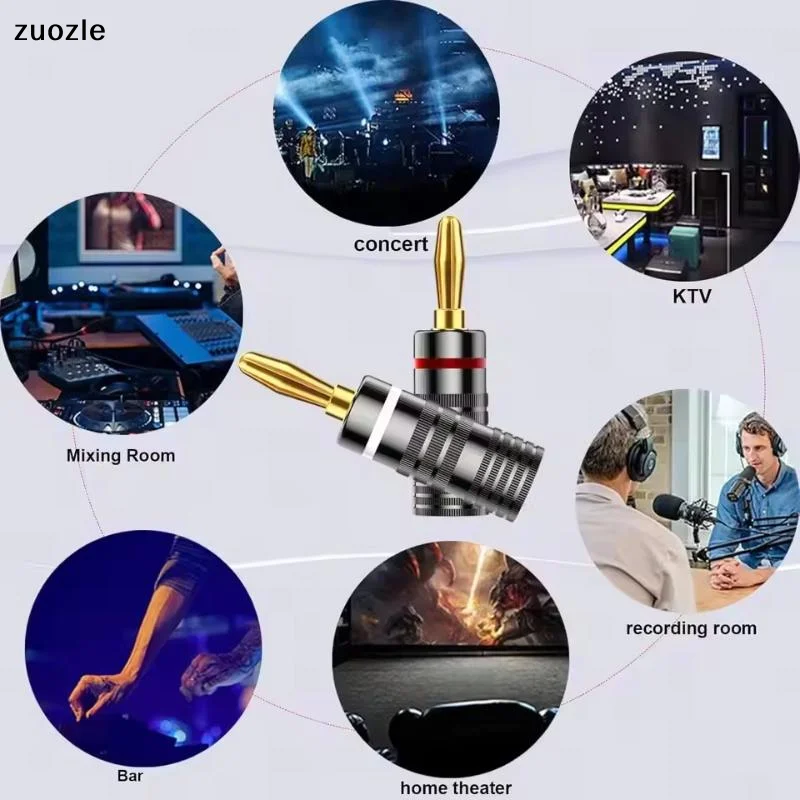 exquisiteGold Plated OFC Banana Plug Connectors Hifi Speaker Terminal Adapters For  Video lifiersElectronic accessories