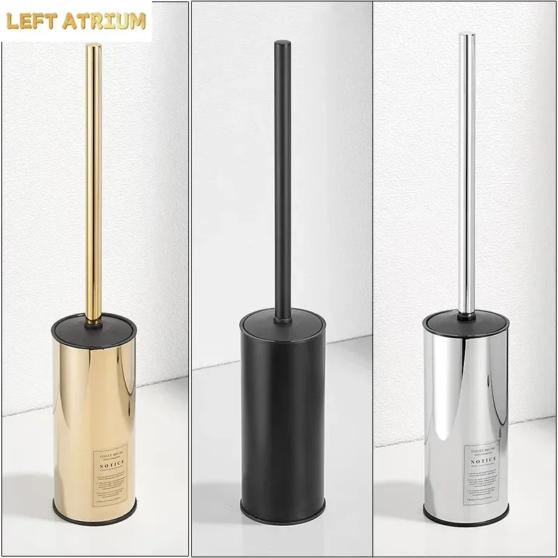 Gold Toilet Brush Holder with Brush 304 Stainless Steel Nickel/Black Bathroom Toilet Scrub Cleaning Brush Holder Set