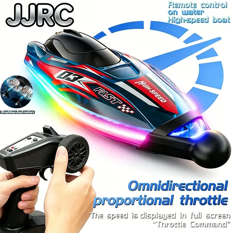 

JJRC S25 High Speed RC Boat 2.4Ghz Dual Brushless Motor Racing Boat With Night LED 360° Rotating Waterproof Toy For Kids&Adults