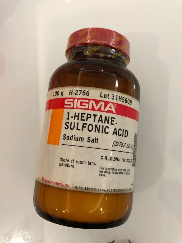 

Sigma Standard Sodium 1-Heptane Sulfonate Ion Pair Reagent 2 2767-50 - 62 5g Packing Stock