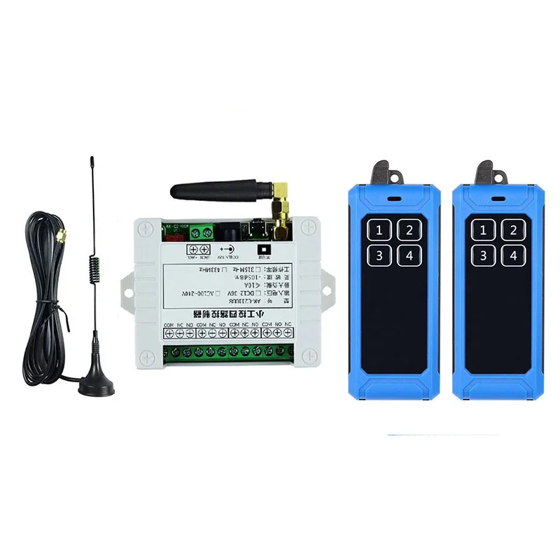 

DC 12V 24V 36V 4CH RF Wireless Remote Control Switch Radio Receiver With 1000M Long Distance Remote controller Suckers antenna