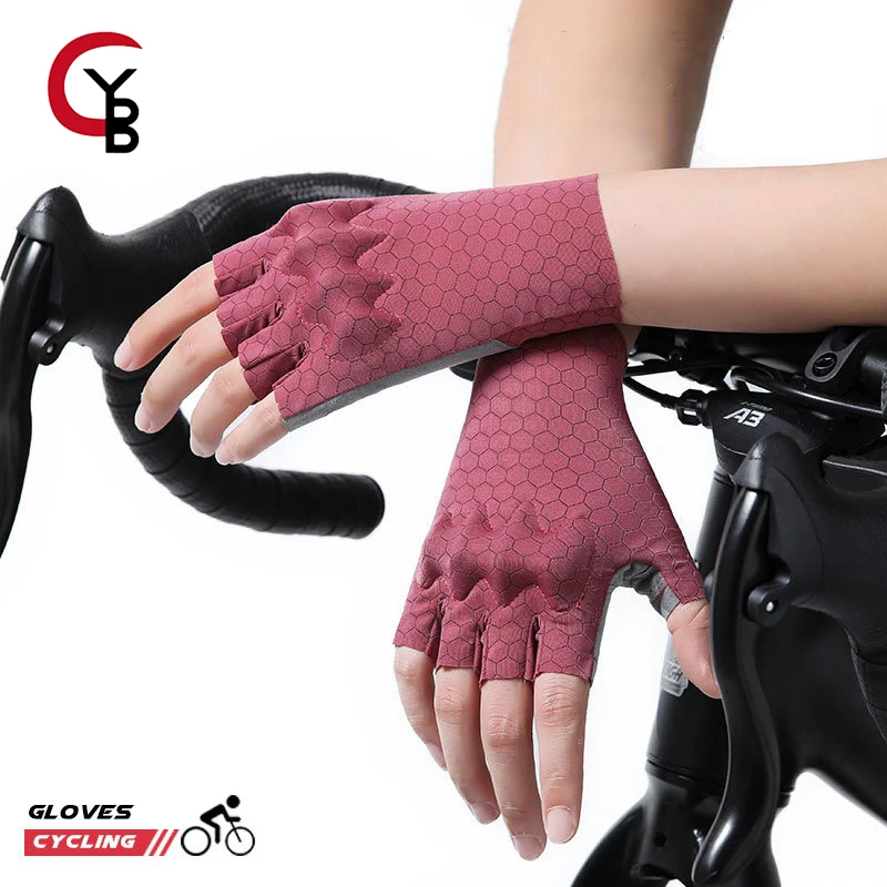 

YANBIGUO Professional Gym Fitness Breathable Anti-Slip Half Finger Summer Fishing Cycling Fingerless Gloves Female Bicycle Bike