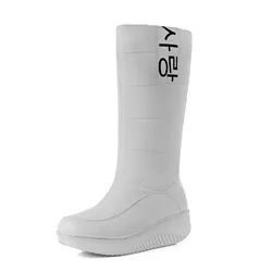 Waterproof Winter Shoes Women Snow Boots Warm Fur Plush Casual Wedge Mid-Calf Boots Girls Plush Warm Cotton Shoes Ladies