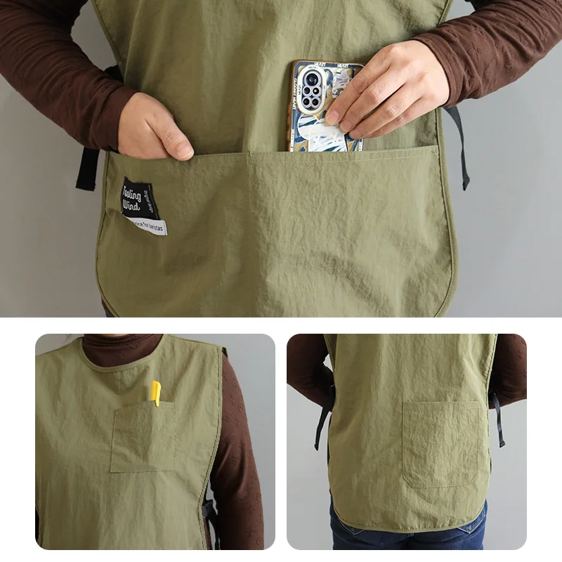 New Style Apron, Coffee Shop Work Uniform, Kitchen Household Waterproof and Oil-Proof Cooking Vest-Style Sleeveless Coverall, Unisex, Restaurant Work Uniform