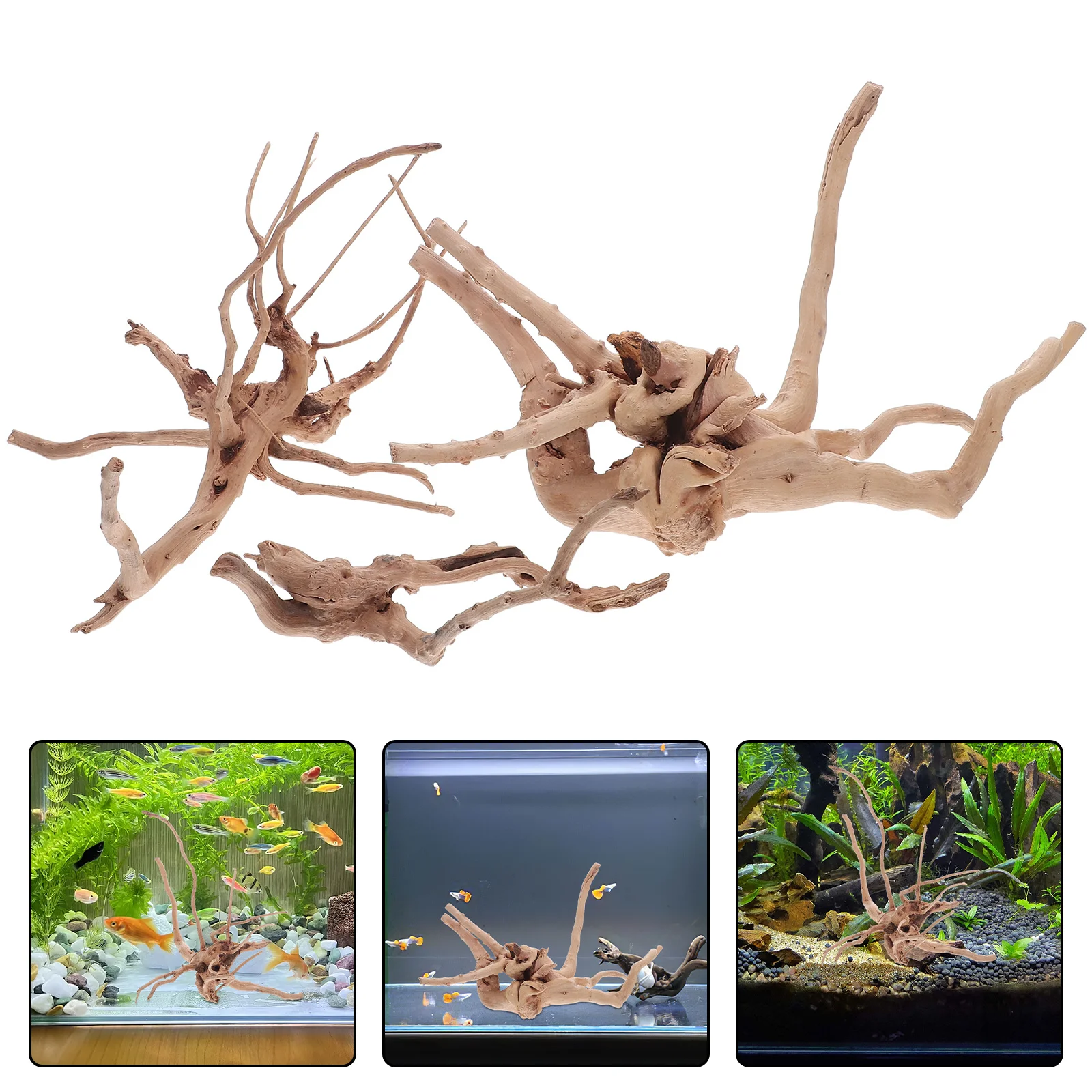 

3Pcs Aquarium Wood Decor Natural Driftwood Pieces for Fish Tank Landscaping Wear-Resistant Underwater Ornament Small Bonsai