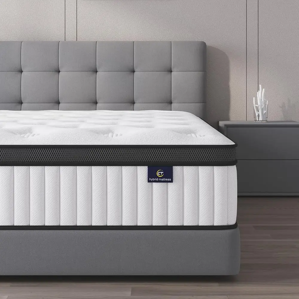 10 Inch Hybrid Mattress in a Box, Memory Foam and Innerspring, Fiberglass Free, Soft and Breathable, Medium Firm Feel