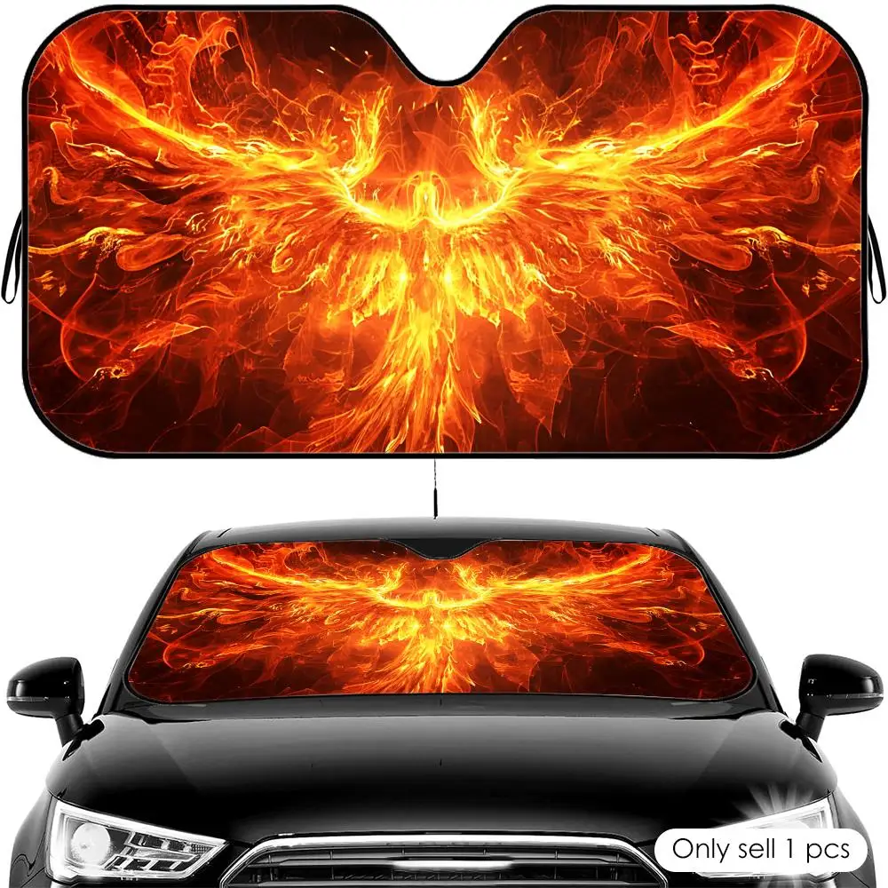 Phoenix Flame Sun Visor Car Windshield Sun Shade UV Protection Heat Insulation Cover Universal  Sun Protector