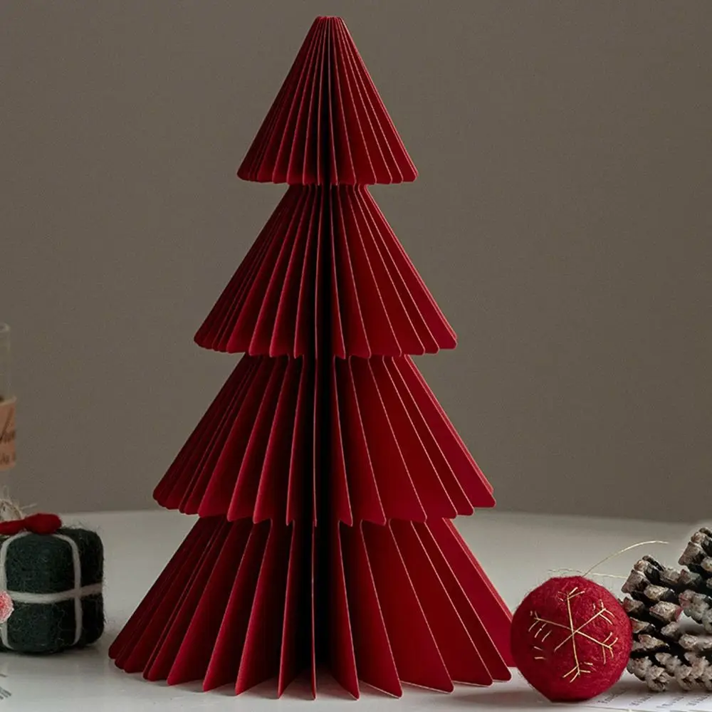 15/20/25/30cm Origami Christmas Tree Ornament Scene Props Atmosphere Decoration Mini Christmas Tree Santa Claus