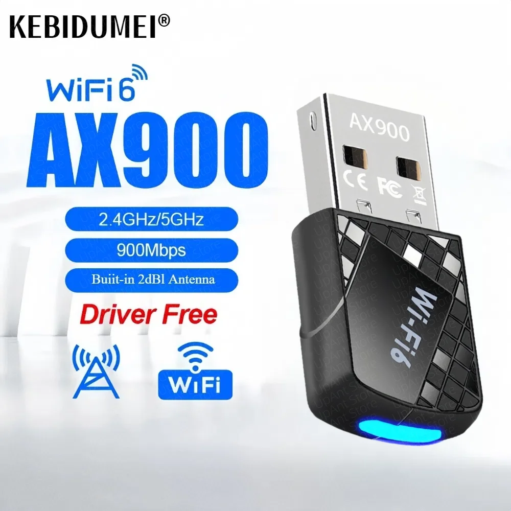 900Mbps Wifi 6 Network Card USB AX900 Wi Fi Adaptador 802.11ax Driver Free 5ghz+2.4ghz Wireless Dongle for PC Laptop Win 10/11